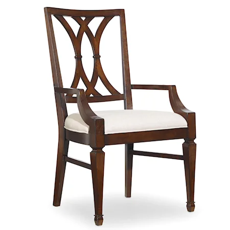 Splat Back Dining Arm Chair with Tapered Legs